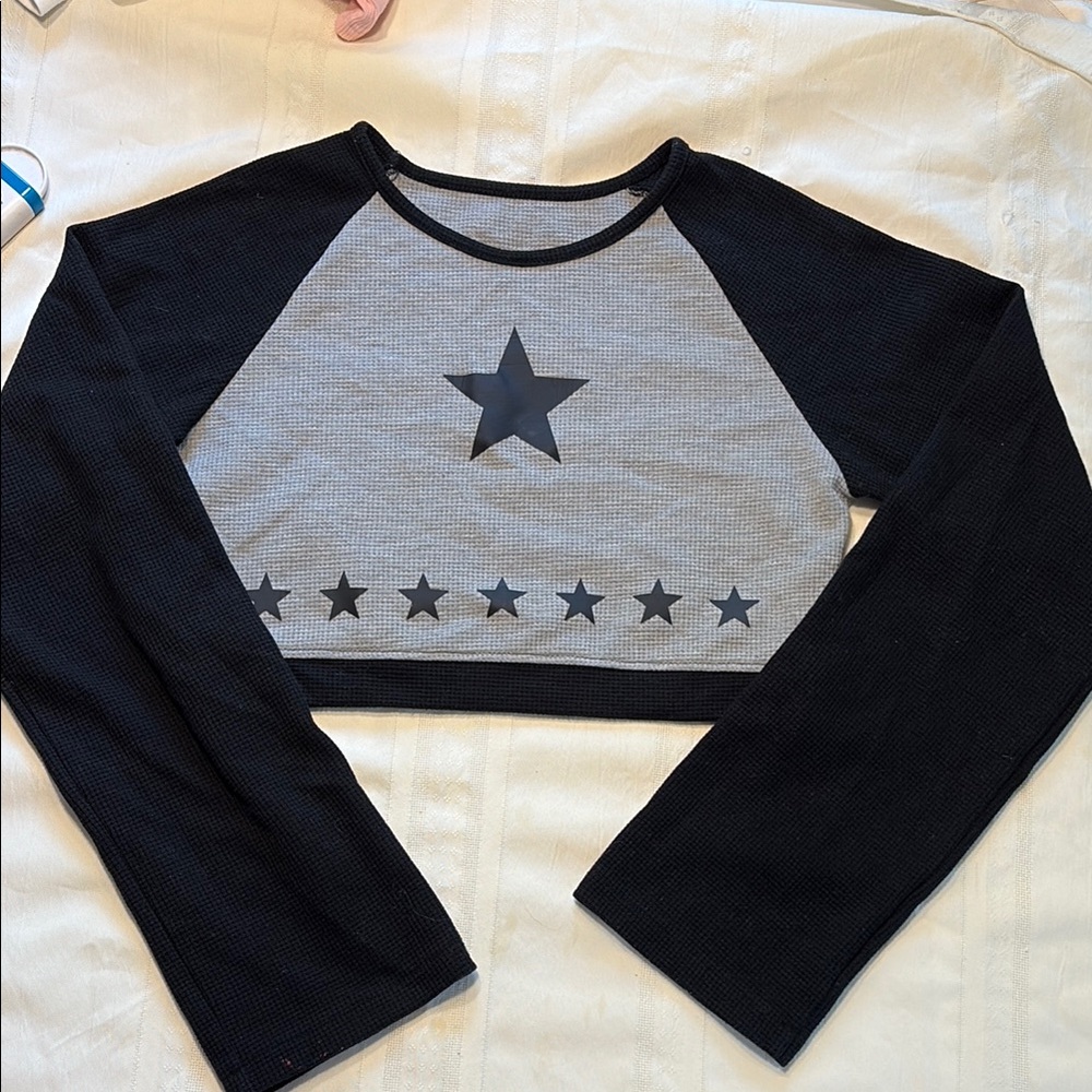 Black and Gray Star Crop Top